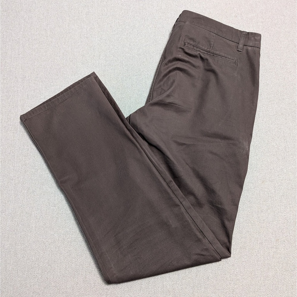 BONOBOS Pants Men's Brown 34x34 Washed Chinos Flat Front Cotton Office Preppy